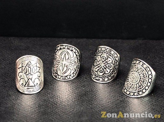 4 ANILLOS PLATEADOS TALLAS 17