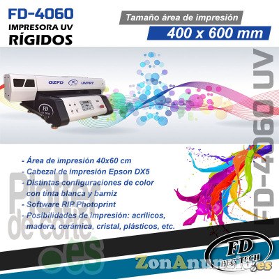Impresora UV plana para rigidos FD EEC TECH 40x60 cm