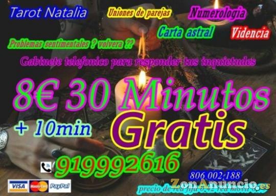 Tarot 30 min 8 eur+10 minutos gartis, llamanos