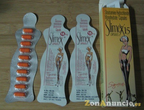 Slimex 15mg Sibutramina Clorhidrato 30 Cápsulas