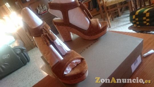 Sandalias Bruno Premi tacón plataforma piel mujer marrón