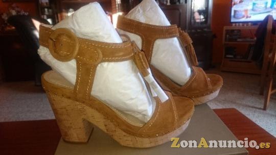 Sandalias Bruno Premi tacón plataforma piel mujer marrón