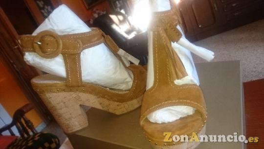 Sandalias Bruno Premi tacón plataforma piel mujer marrón