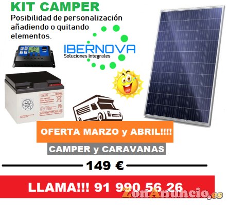 Kit solar furgonetas camper, caravanas y autocaravanas