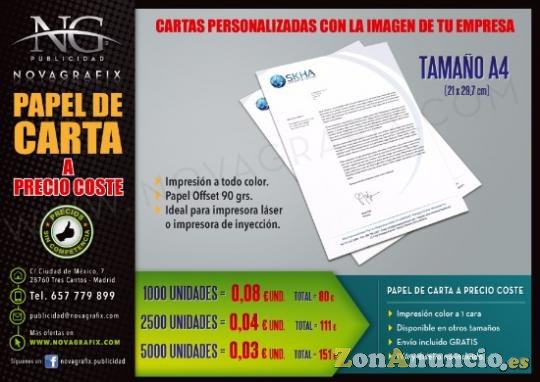 Carpetas, papel y hojas de carta a precio de coste