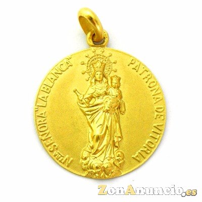 MEDALLA VIRGEN BLANCA VITORIA EN ORO Y EN PLATA.