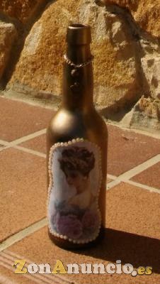 Botella Decorada Dama Vintage