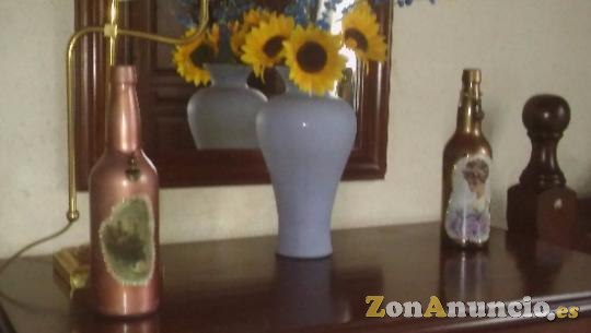 Botella Decorada Dama Vintage