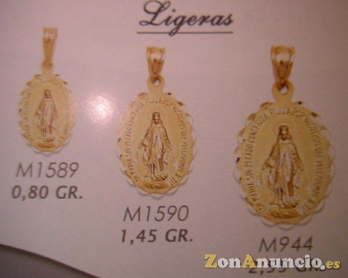 Medallas milagrosa en oro y plata