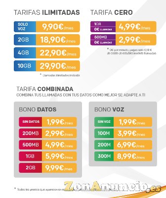 Tarifas desde 2.99 euros con 500 Megas