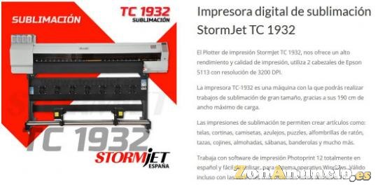Impresora de sublimacion StormJet TC1932 OFERTA