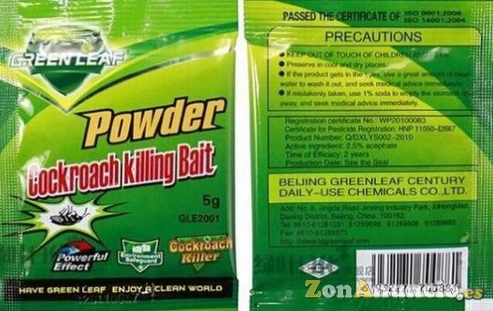 Polvo insecticida para cucarachas por ingestion